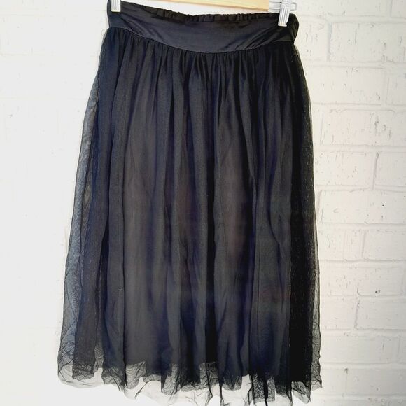 Love Fire Black Tulle Midi Full Skirt Feminine Balletcore Evening Holiday Sz: S - Picture 2 of 10
